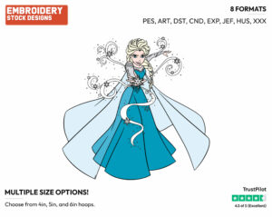 Elsa Doing Magic - Disney's Frozen - Embroidery Design in 3 sizes & 8 formats