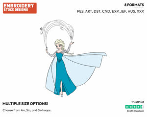 Elsa Doing Magic - Disney's Frozen - Embroidery Design in 3 sizes & 8 formats