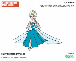Elsa Doing Magic - Disney's Frozen - Embroidery Design in 3 sizes & 8 formats