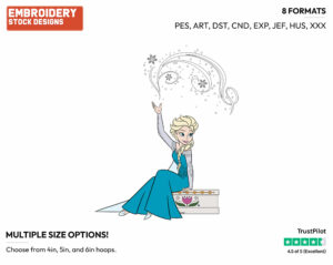 Elsa Doing Magic - Disney's Frozen - Embroidery Design in 3 sizes & 8 formats