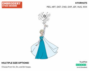 Elsa Doing Magic - Disney's Frozen - Embroidery Design in 3 sizes & 8 formats