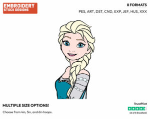 Elsa Smiling - Disney's Frozen - Embroidery Design in 3 sizes & 8 formats