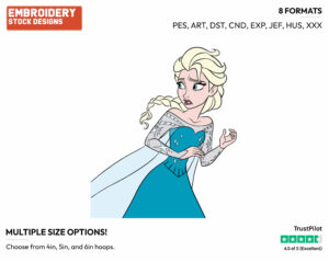 Frightened Elsa - Disney's Frozen - Embroidery Design in 3 sizes & 8 formats