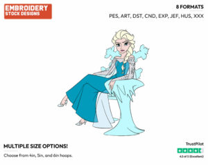 Elsa Sitting On Throne - Disney's Frozen - Embroidery Design in 3 sizes & 8 formats