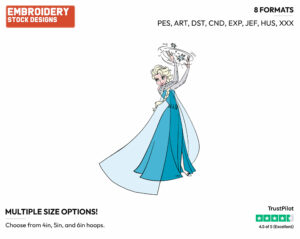 Elsa Performing Magic - Disney's Frozen - Embroidery Design in 3 sizes & 8 formats