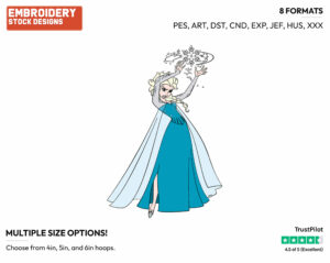 Elsa Performing Magic - Disney's Frozen - Embroidery Design in 3 sizes & 8 formats