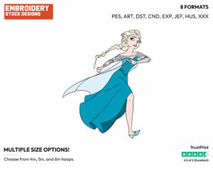 Elsa Running - Disney's Frozen - Embroidery Design in 3 sizes & 8 formats