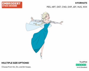 Elsa Skating - Disney's Frozen - Embroidery Design in 3 sizes & 8 formats