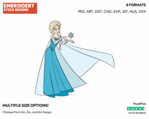 Elsa, Snowflake - Disney's Frozen - Embroidery Design in 3 sizes & 8 formats