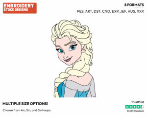 Elsa Looking Over Shoulder - Disney's Frozen - Embroidery Design in 3 sizes & 8 formats