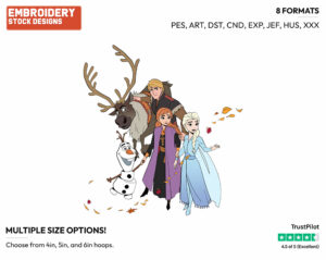 Anna, Elsa, Olaf, Sven And Kristoff - Disney's Frozen 2 - Embroidery Design in 3 sizes & 8 formats