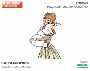 Anna, Olaf Hugging - Disney's Frozen 2 - Embroidery Design in 3 sizes & 8 formats