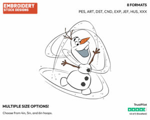 Olaf Cheering - Disney's Frozen 2 - Embroidery Design in 3 sizes & 8 formats