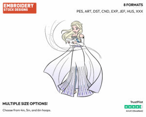 Elsa And Bruni - Disney's Frozen 2 - Embroidery Design in 3 sizes & 8 formats