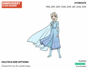 Elsa - Disney's Frozen 2 - Embroidery Design in 3 sizes & 8 formats