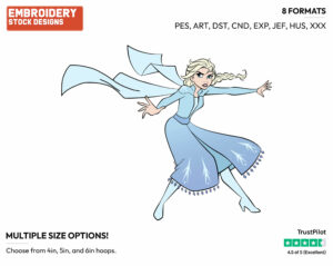 Elsa Doing Magic - Disney's Frozen 2 - Embroidery Design in 3 sizes & 8 formats