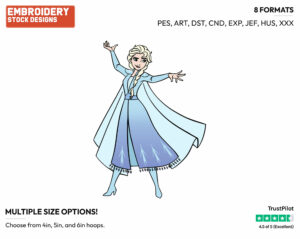 Elsa Doing Magic - Disney's Frozen 2 - Embroidery Design in 3 sizes & 8 formats