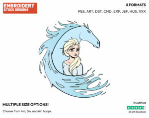 Elsa With The Nokk - Disney's Frozen 2 - Embroidery Design in 3 sizes & 8 formats