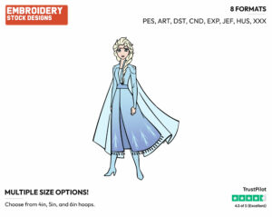 Elsa - Disney's Frozen 2 - Embroidery Design in 3 sizes & 8 formats