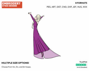 Elsa In Her Purple Nightgown - Disney's Frozen 2 - Embroidery Design in 3 sizes & 8 formats