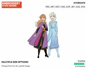 Anna, Elsa - Disney's Frozen 2 - Embroidery Design in 3 sizes & 8 formats