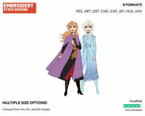 Anna, Elsa - Disney's Frozen 2 - Embroidery Design in 3 sizes & 8 formats