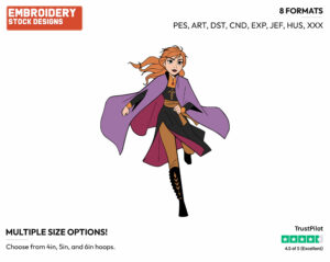 Anna Running - Disney's Frozen 2 - Embroidery Design in 3 sizes & 8 formats