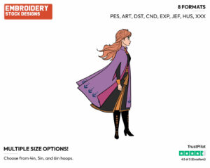 Anna Side View - Disney's Frozen 2 - Embroidery Design in 3 sizes & 8 formats