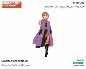 Anna In Purple - Disney's Frozen 2 - Embroidery Design in 3 sizes & 8 formats