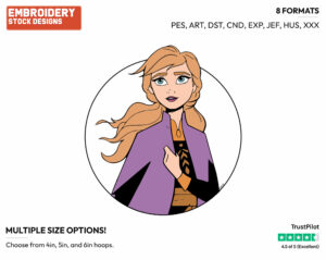 Anna - Disney's Frozen 2 - Embroidery Design in 3 sizes & 8 formats