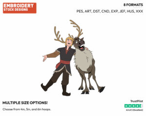 Kristoff And Sven - Disney's Frozen 2 - Embroidery Design in 3 sizes & 8 formats