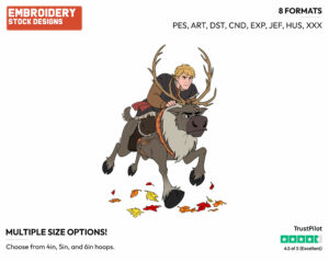 Kristoff Riding Sven - Disney's Frozen 2 - Embroidery Design in 3 sizes & 8 formats