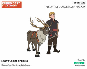 Kristoff And Sven - Disney's Frozen 2 - Embroidery Design in 3 sizes & 8 formats