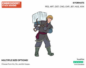 Kristoff Hauling Ice - Disney's Frozen 2 - Embroidery Design in 3 sizes & 8 formats
