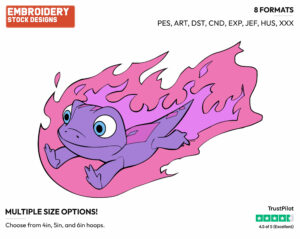 Bruni Running On Fire - Disney's Frozen 2 - Embroidery Design in 3 sizes & 8 formats