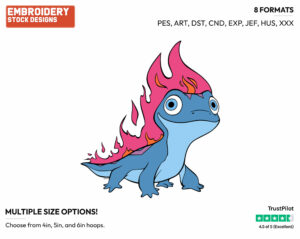 Bruni In Flames - Disney's Frozen 2 - Embroidery Design in 3 sizes & 8 formats