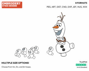 Olaf, Snowgies - Disney's Frozen - Embroidery Design in 3 sizes & 8 formats