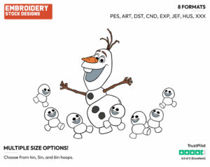 Olaf, Snowgies - Disney's Frozen - Embroidery Design in 3 sizes & 8 formats
