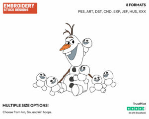 Olaf, Snowgies - Disney's Frozen - Embroidery Design in 3 sizes & 8 formats