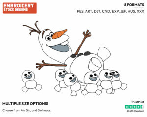 Olaf Carried By Snowgies - Disney's Frozen - Embroidery Design in 3 sizes & 8 formats