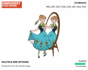Anna Looking In Mirror - Disney's Frozen - Embroidery Design in 3 sizes & 8 formats