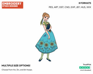 Anna Posing - Disney's Frozen - Embroidery Design in 3 sizes & 8 formats