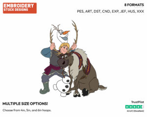 Kristoff, Olaf, Sven - Disney's Frozen - Embroidery Design in 3 sizes & 8 formats