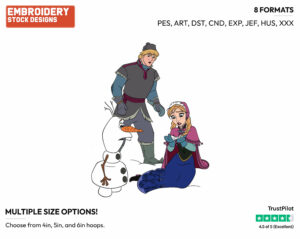Anna, Kristoff, Olaf - Disney's Frozen - Embroidery Design in 3 sizes & 8 formats