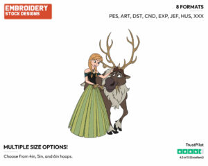 Anna, Sven - Disney's Frozen - Embroidery Design in 3 sizes & 8 formats