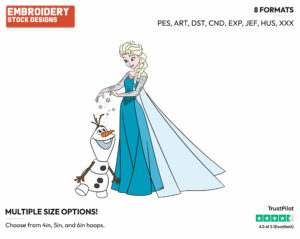 Elsa, Olaf - Disney's Frozen - Embroidery Design in 3 sizes & 8 formats
