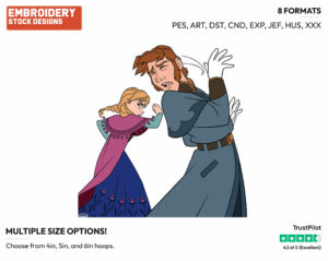 Anna Punching Hans - Disney's Frozen - Embroidery Design in 3 sizes & 8 formats