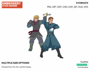 Kristoff Fighting Hans - Disney's Frozen - Embroidery Design in 3 sizes & 8 formats