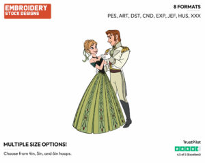 Anna, Hans Dancing - Disney's Frozen - Embroidery Design in 3 sizes & 8 formats