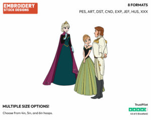 Anna, Elsa, Hans - Disney's Frozen - Embroidery Design in 3 sizes & 8 formats